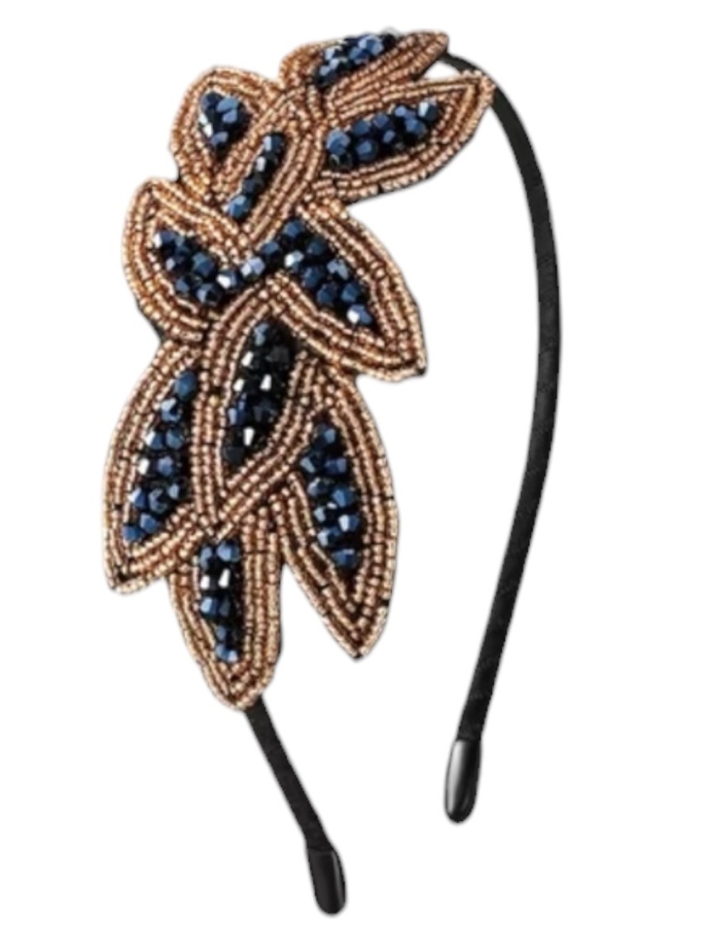 Blue and Gold Flapper Retro Beaded Headband